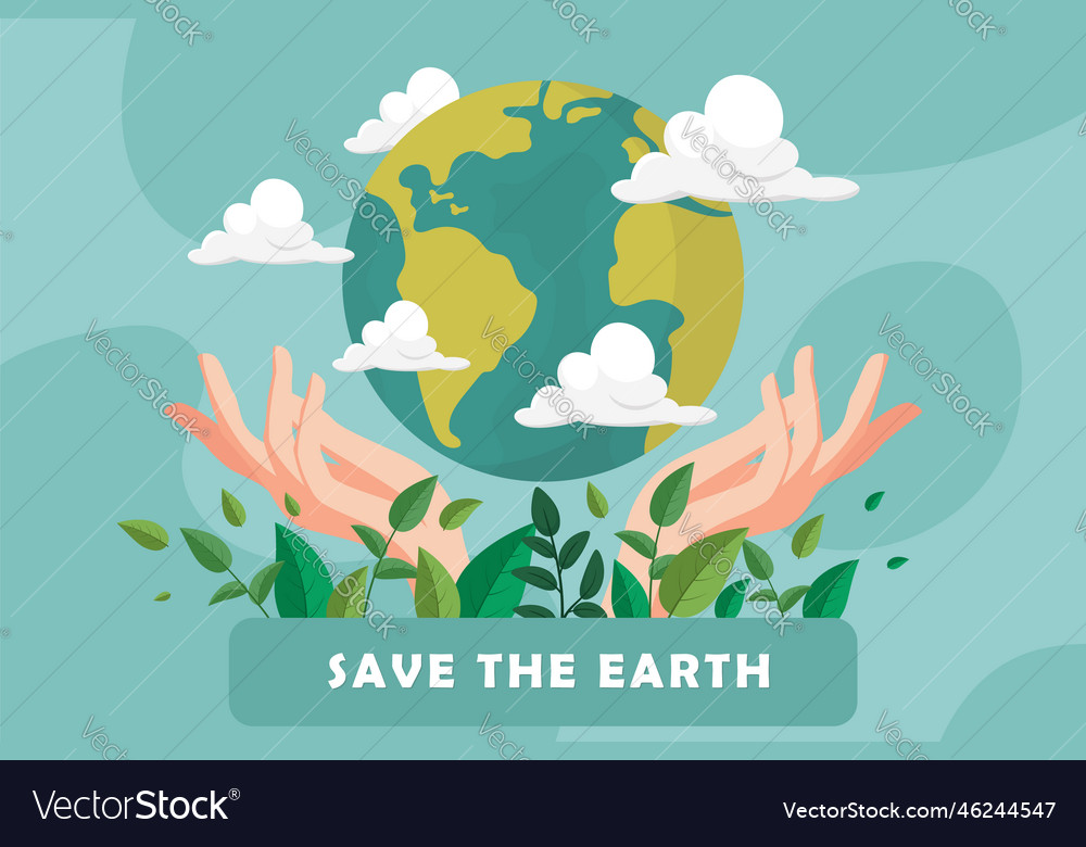 Happy earth day poster or banner and lettering Vector Image