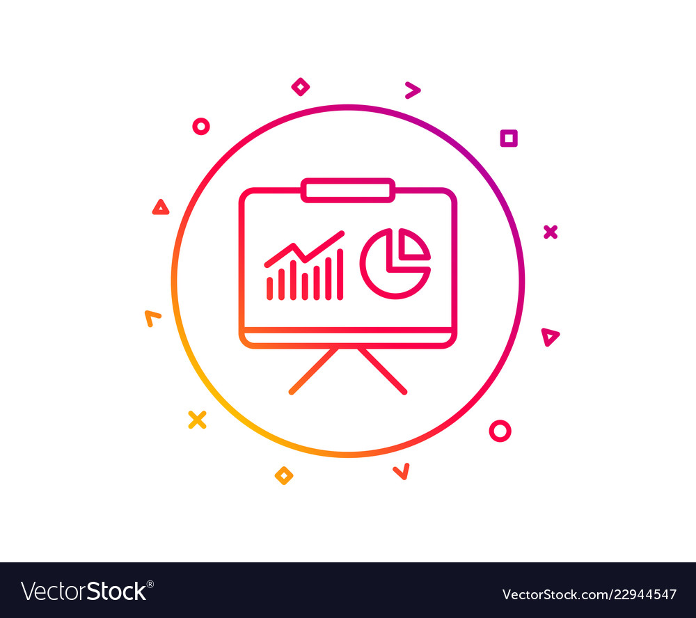 Presentation board line icon report chart sign