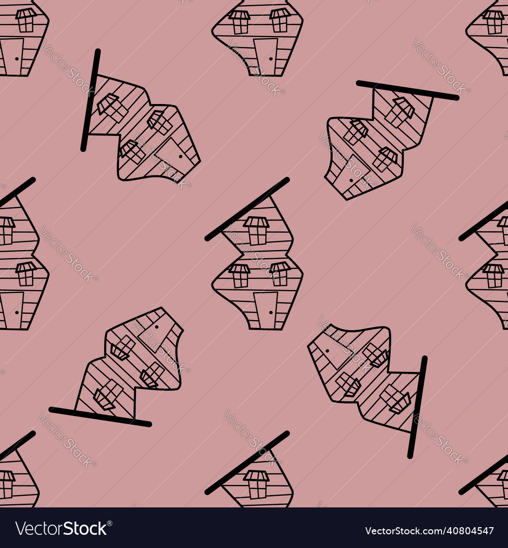Seamless pattern of contour houses vector image Seamless pattern of contour houses