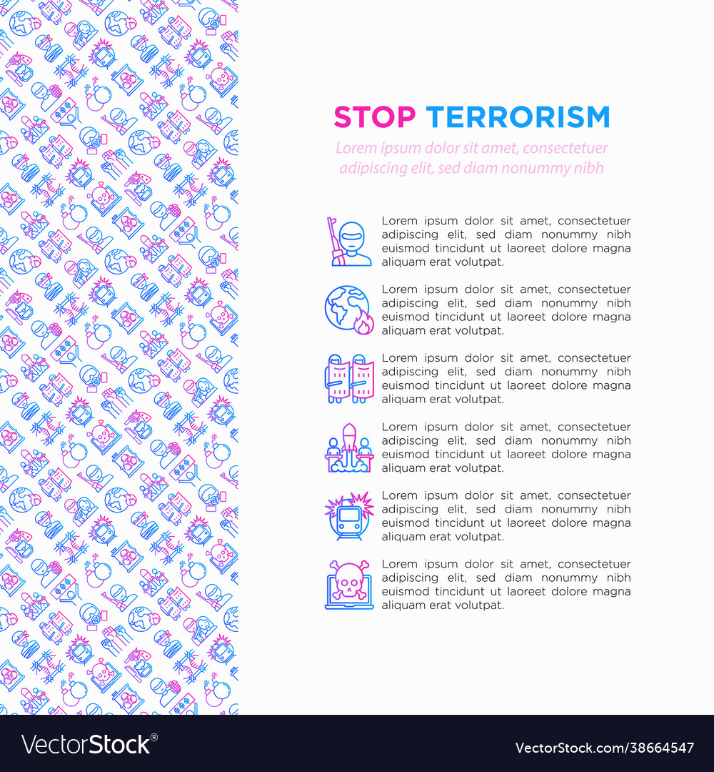 Stop terrorism concept with thin line icons