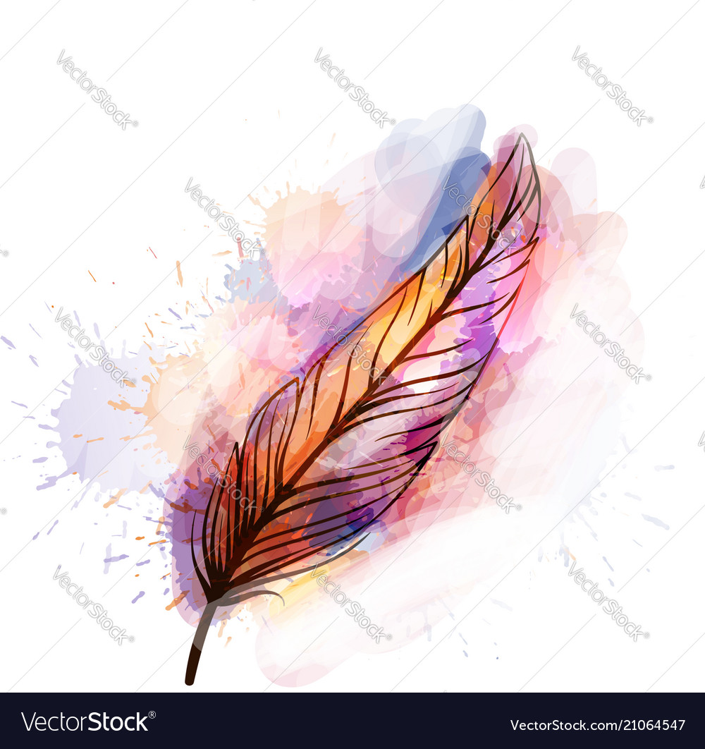 Watercolor grunge feather Royalty Free Vector Image