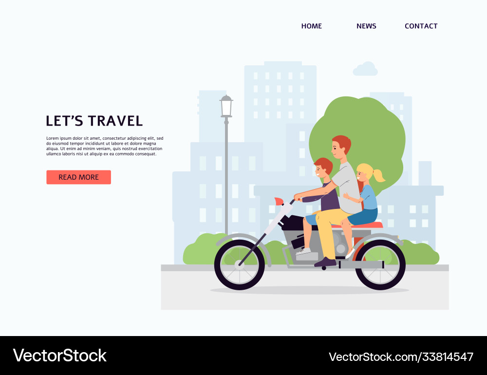 Website banner template with family riding Vector Image