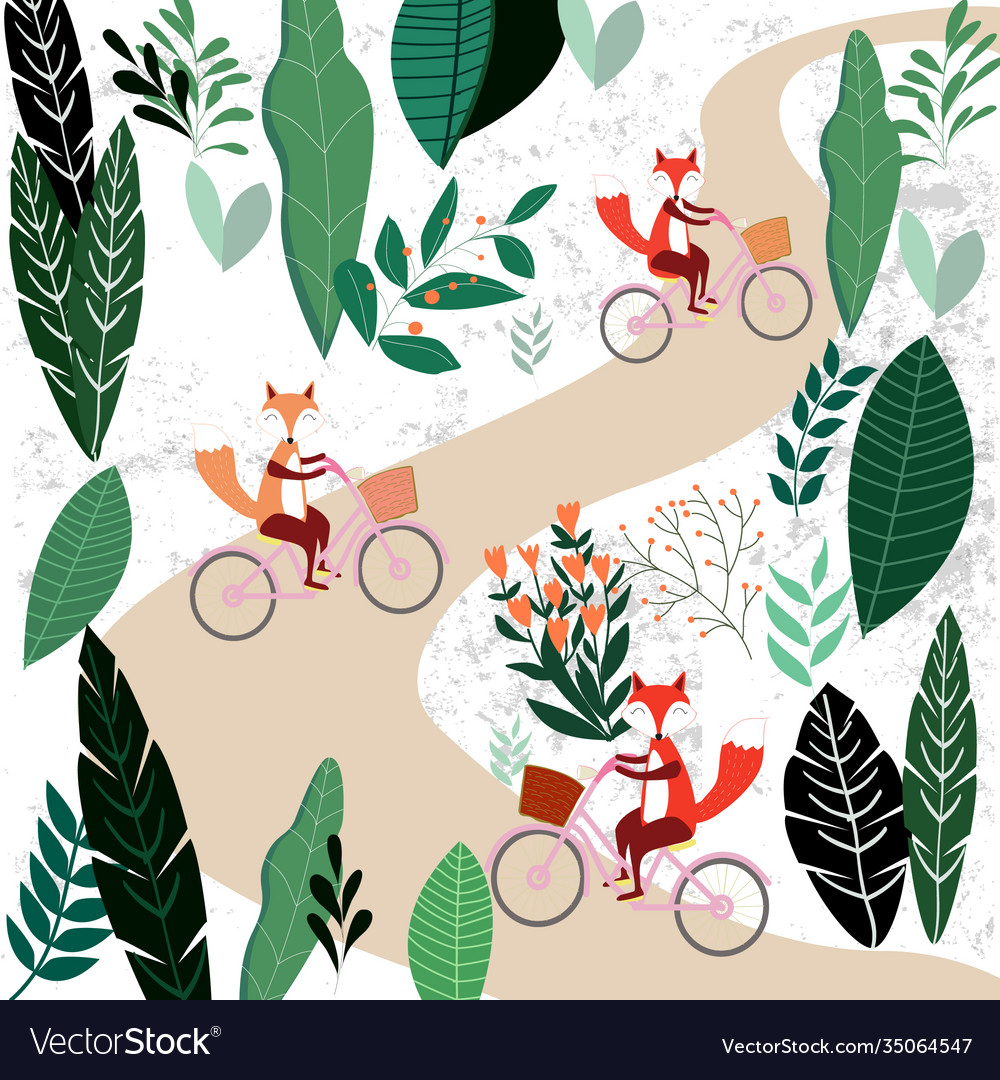 Yong woman ride a bike in flat design