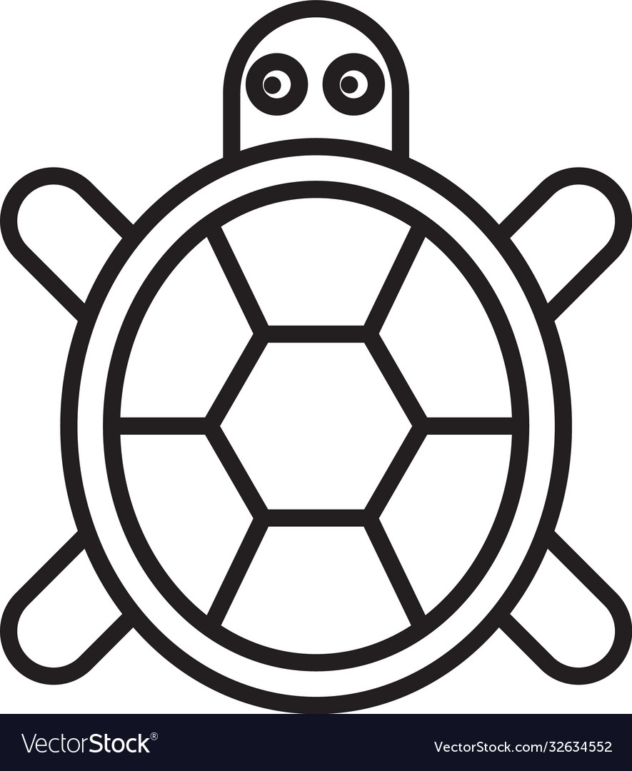 Black line turtle icon isolated on white Vector Image