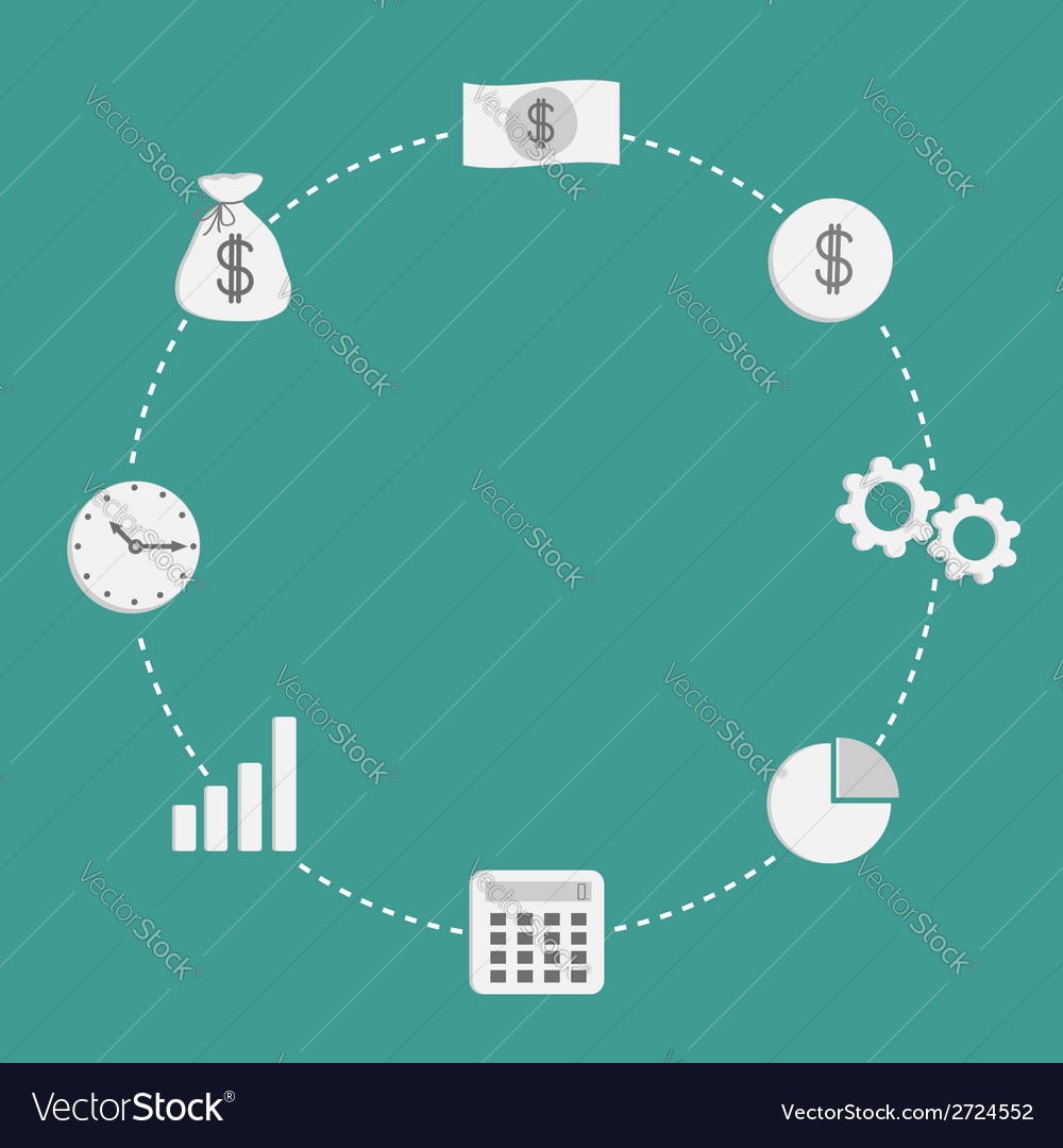 Business icon set dash line circleempty money