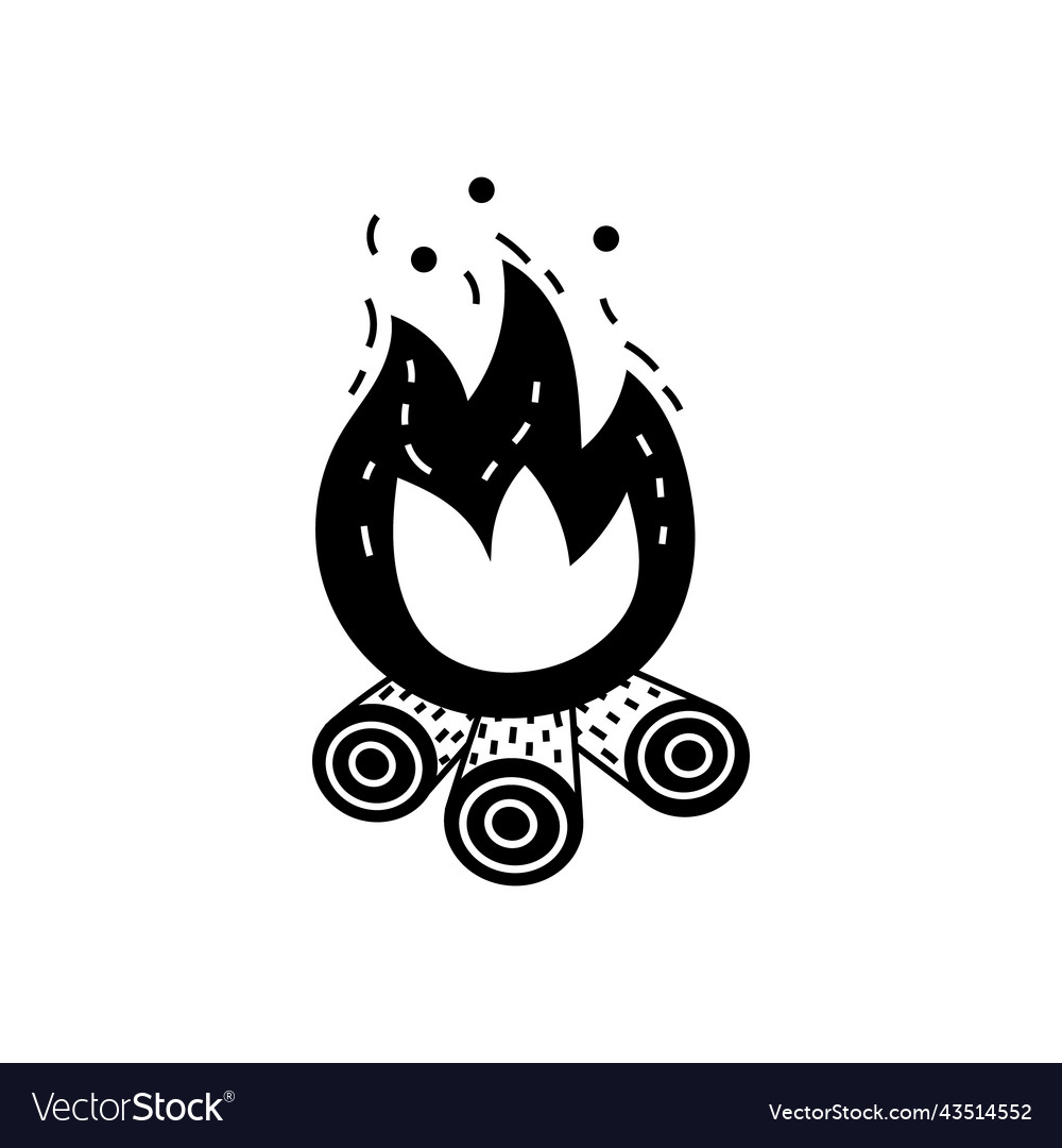 Campfire black and white doodle Royalty Free Vector Image