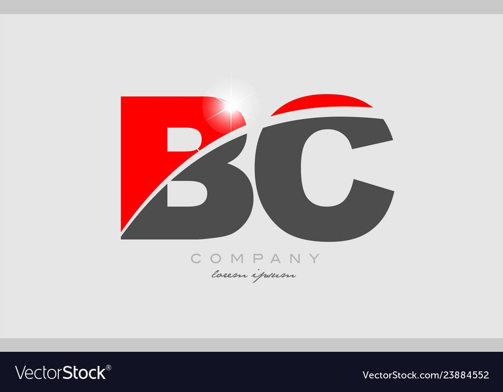 Combination letter bc b c in grey red color Vector Image