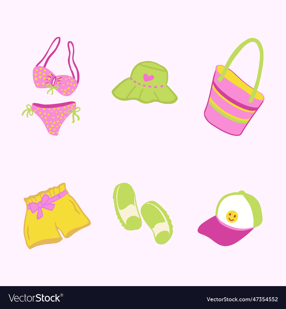 Hand Drawn Summer Clothes In Modern Style Vector Image Hand Drawn Summer Clothes In Modern Style Vector Image