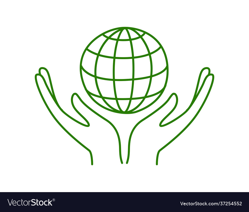 Hands holding planet earth no plastic go green