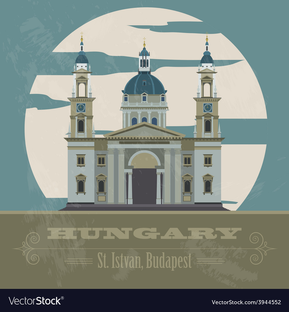 Hungary landmarks retro styled image