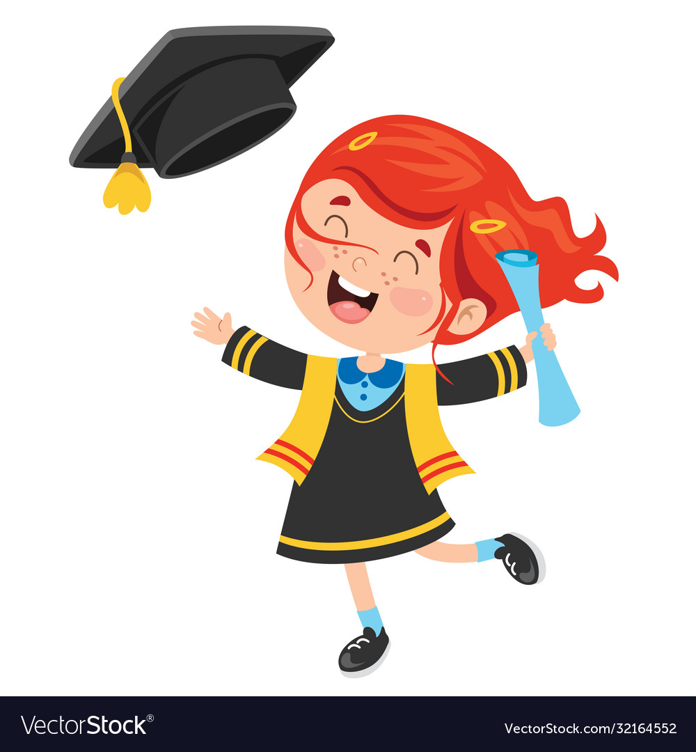 Kid in graduation costume Royalty Free Vector Image