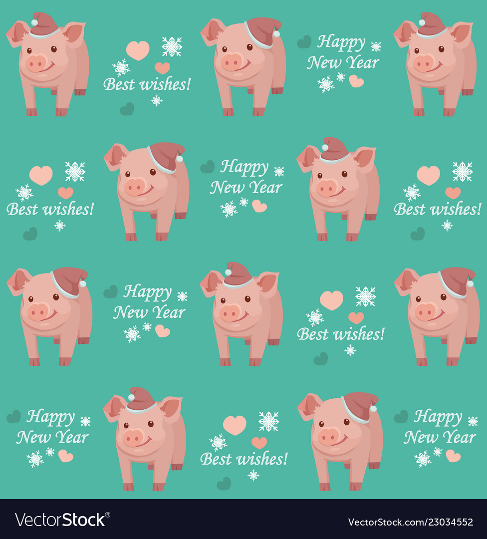 New year 2019 seamless pattern with pig