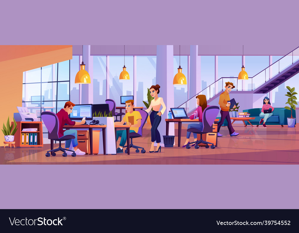 Office space co-workers business center interior Vector Image