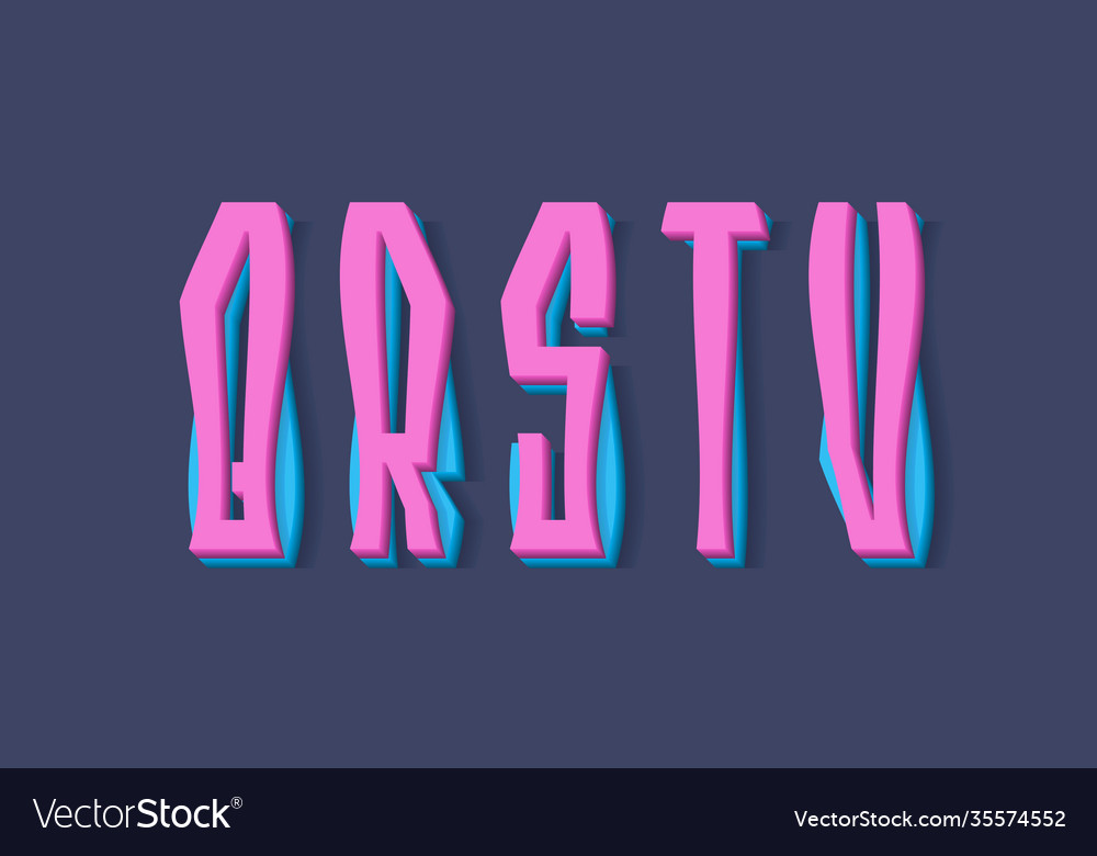 Q r s t u cartoon two layered pink blue 3d vector image Q r s t u cartoon two layered pink blue 3d