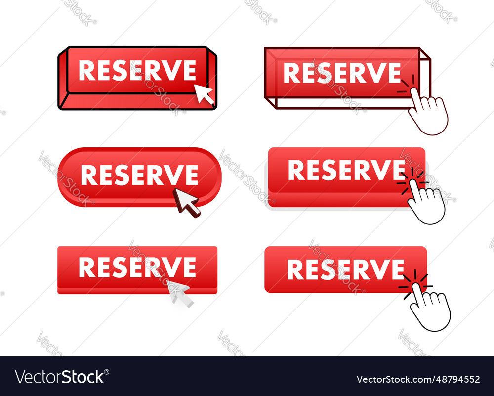 Reservieren Taste mit Zeiger Klicken Web vector image Reservieren Taste mit Zeiger Klicken Web