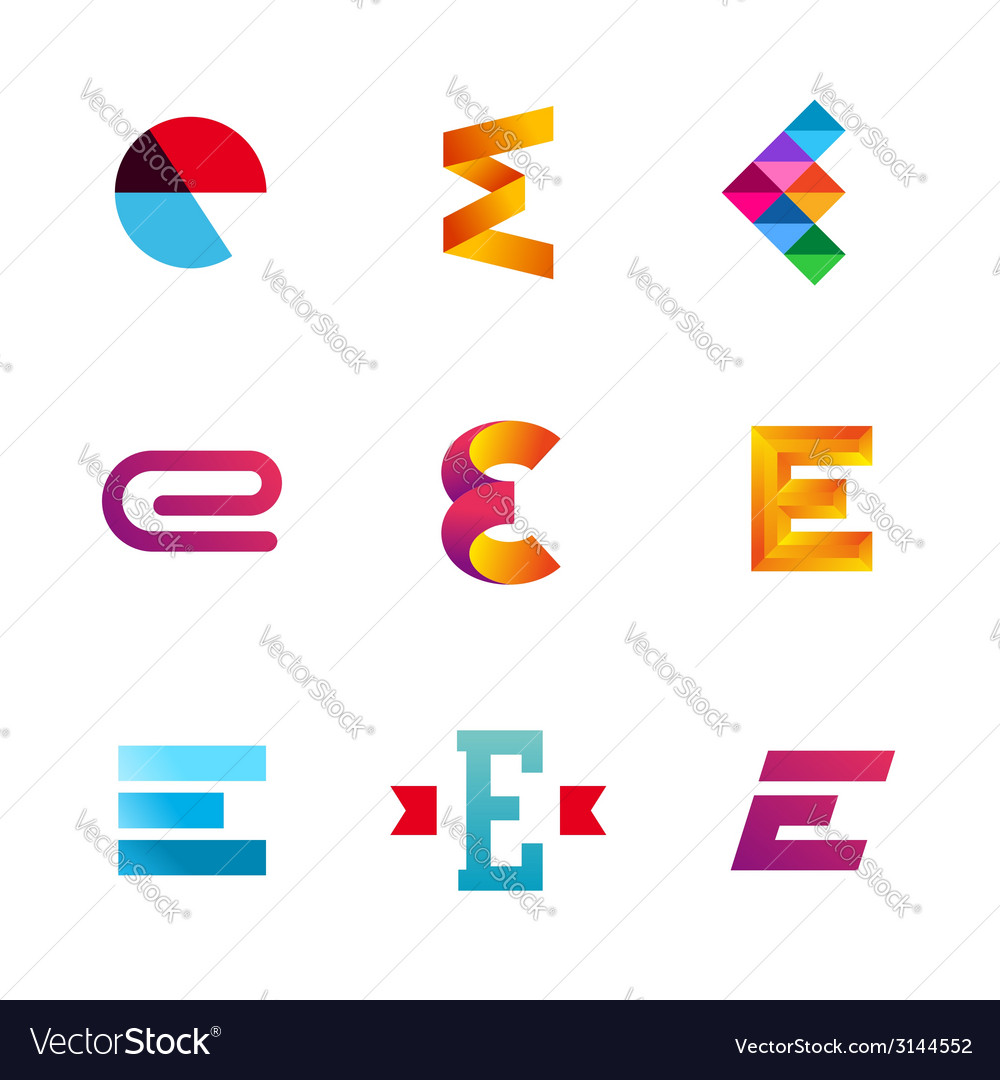 Set Of Letter E Logo Icons Design Template Vector Image