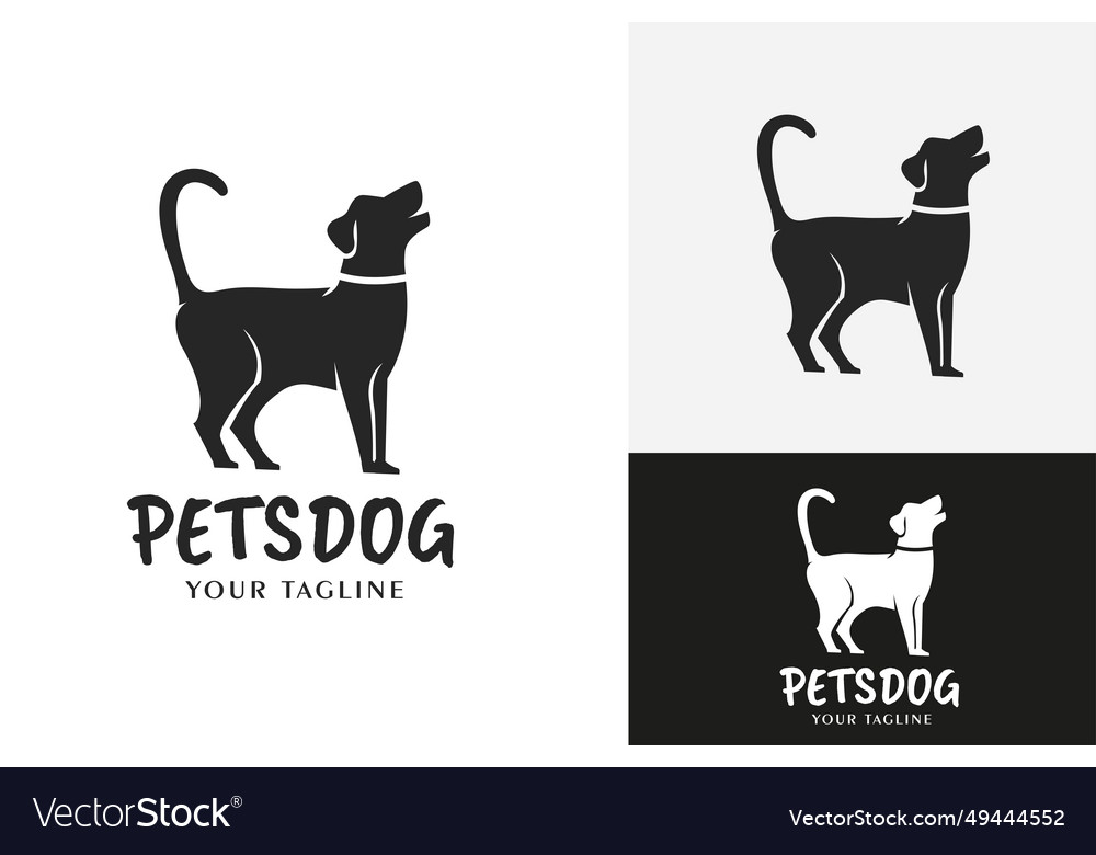 Silhouette of pet dog playing design