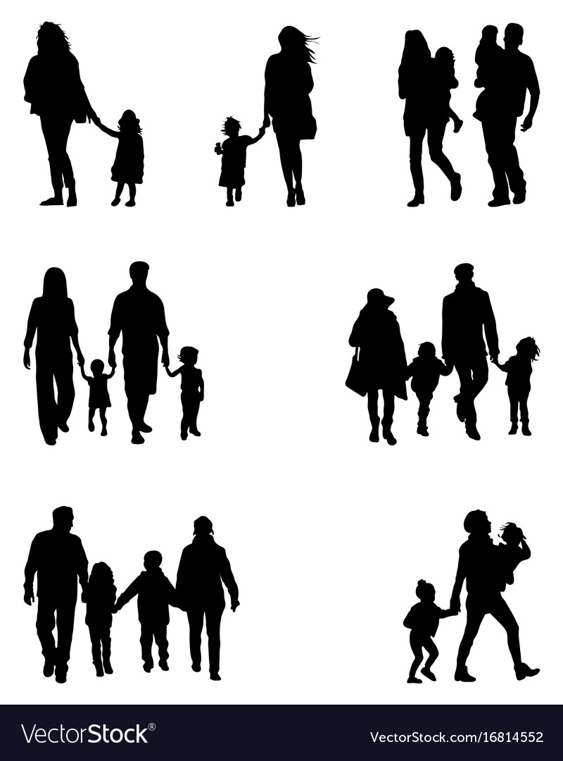 Silhouettes of families Royalty Free Vector Image