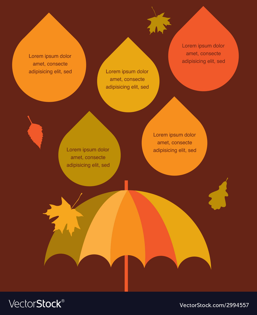 Autumn time umbrella with rain drops place Vector Image