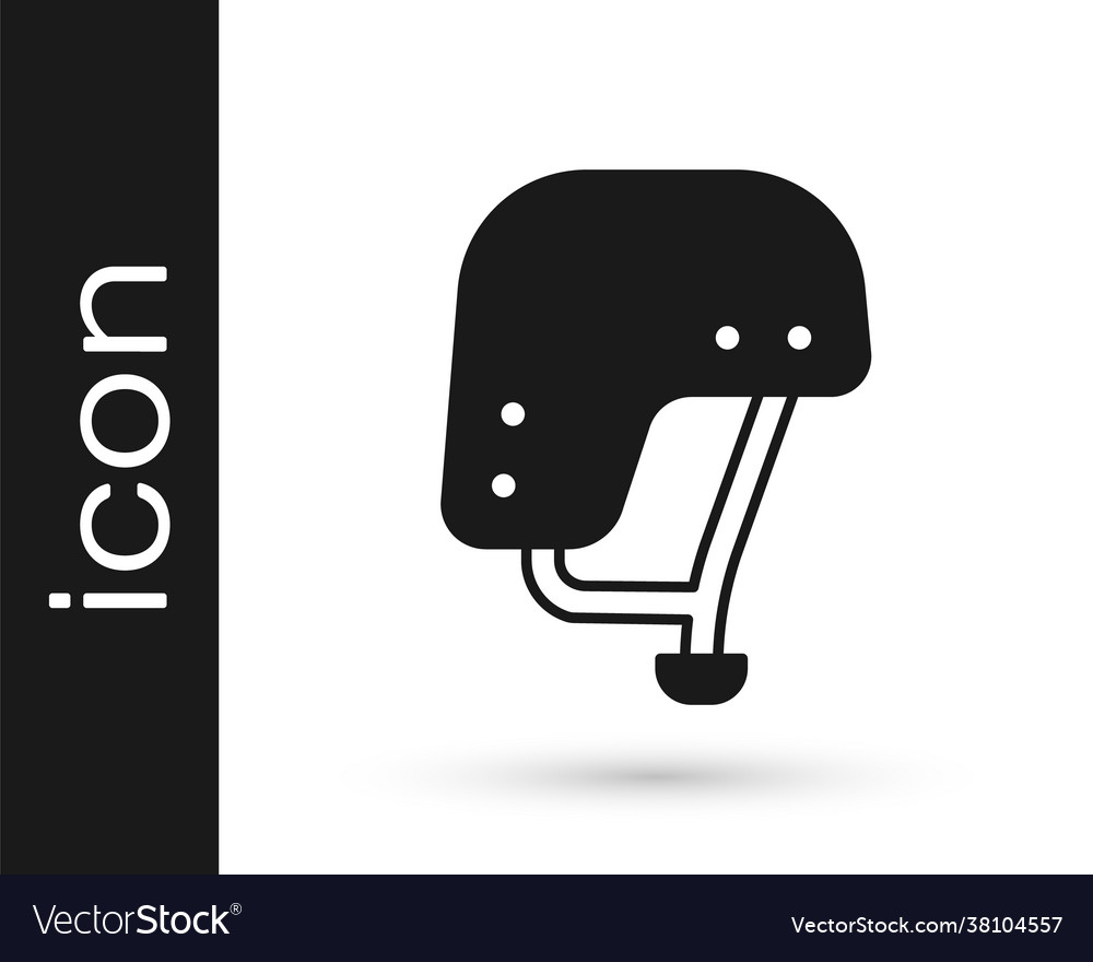 Black skateboard helmet icon isolated on white