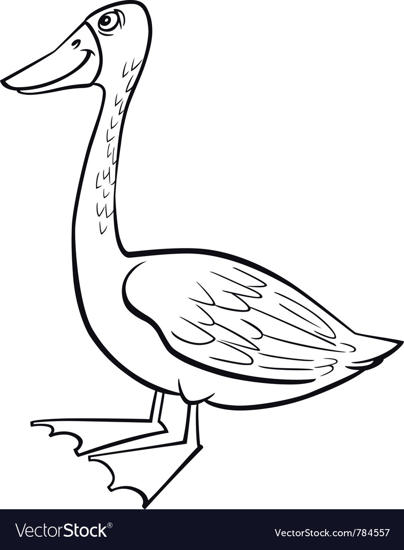 Coloring page of funny farm goose Royalty Free Vector Image