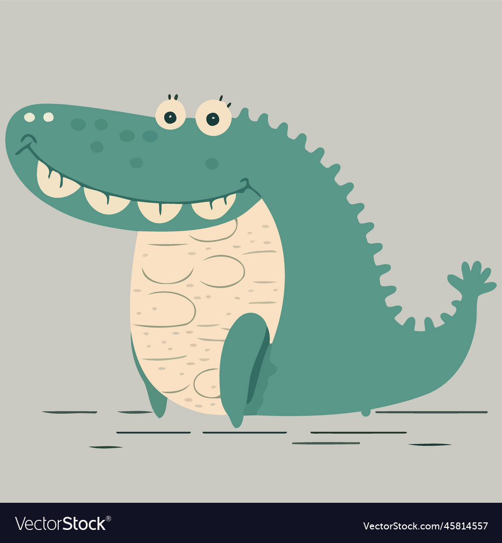 Cute crocodile reptile animal body Royalty Free Vector Image