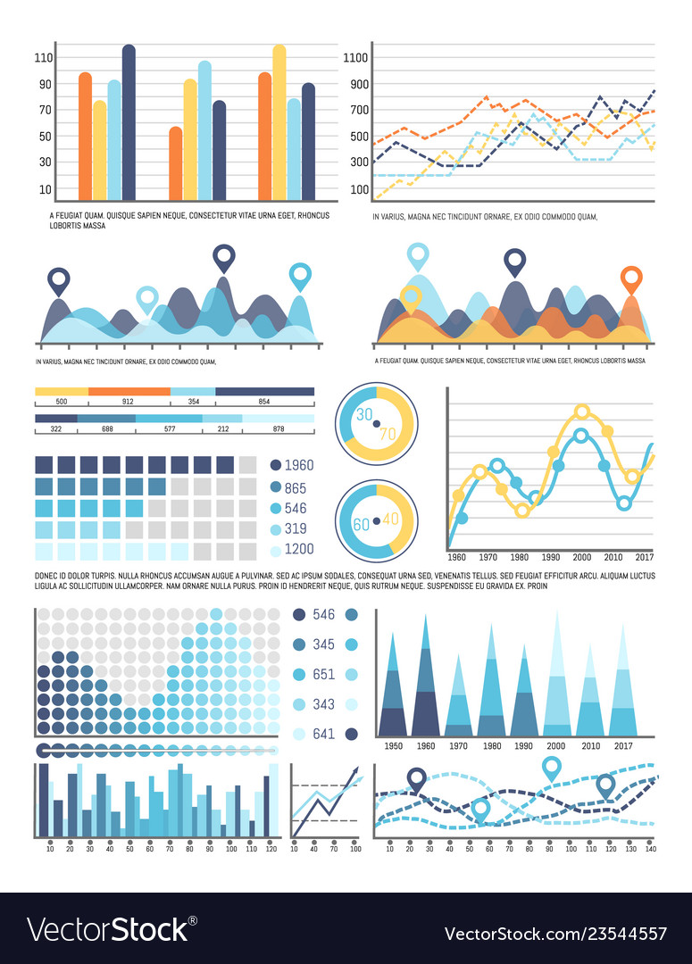 Flowcharts with information in visual form data vector image Flowcharts with information in visual form data