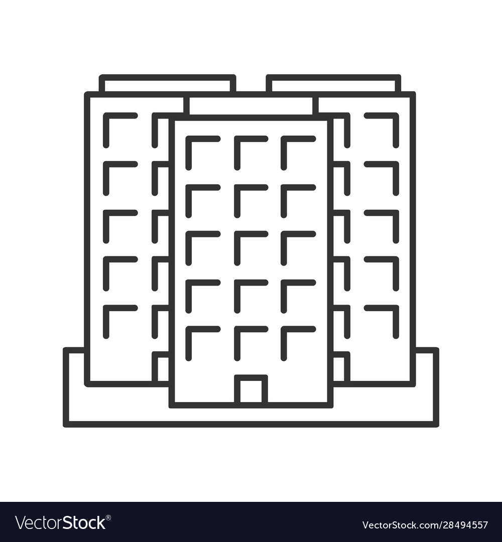 Multi-storey building linear icon Royalty Free Vector Image