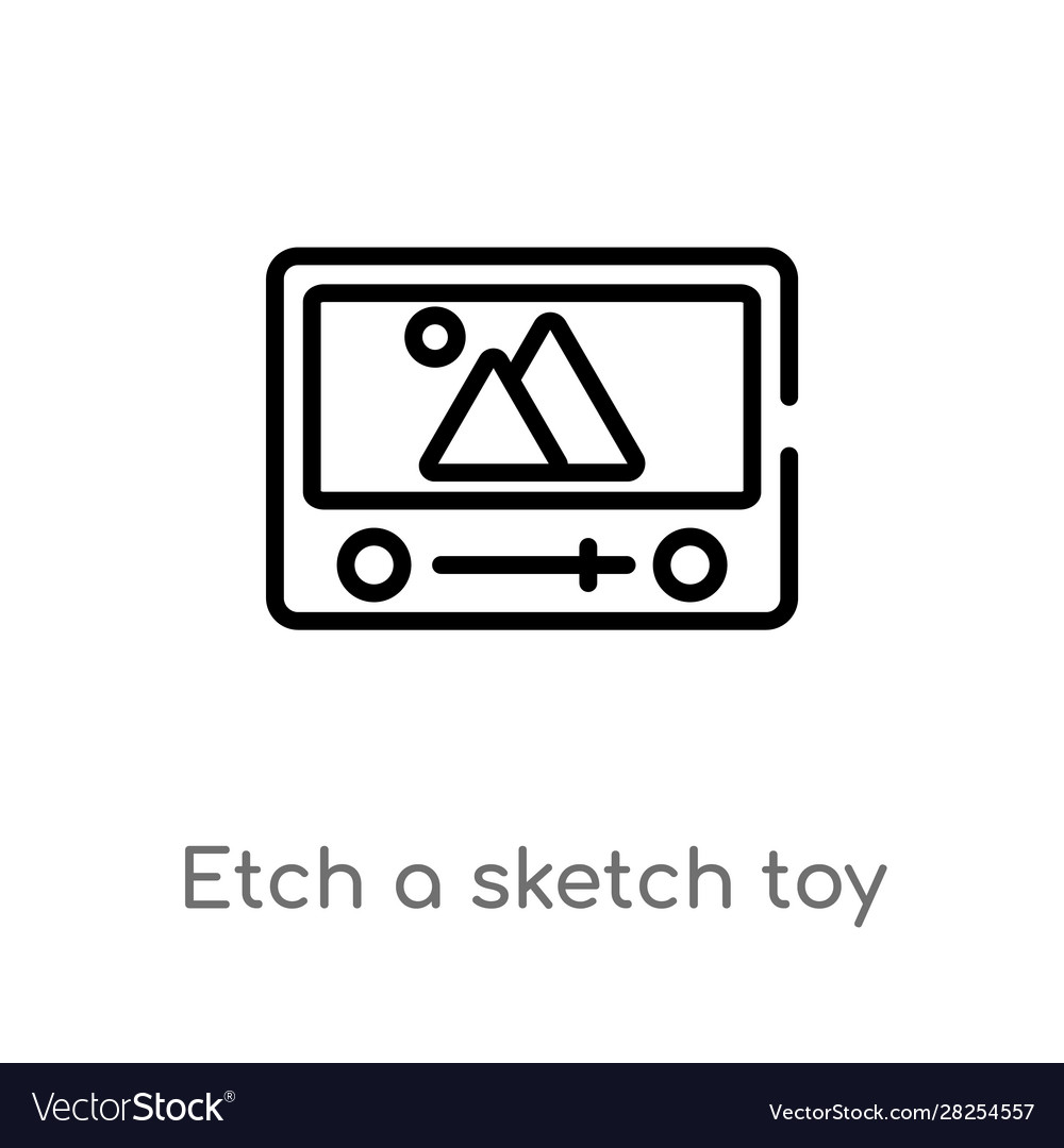 Outline etch a sketch toy icon isolated black