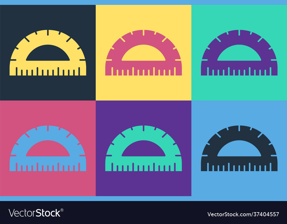 Pop Art Protractor Grid For Measuring Degrees Icon