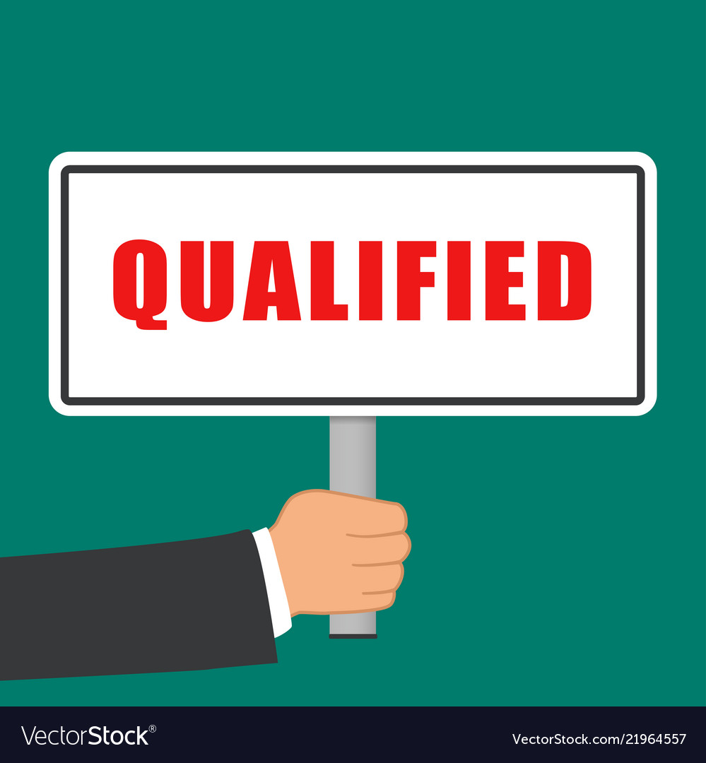 qualified-word-sign-flat-concept-royalty-free-vector-image