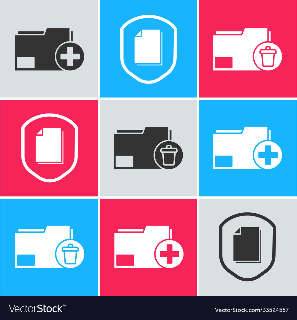 Set add new folder document protection concept vector image Set add new folder document protection concept