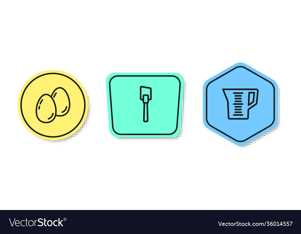 Set line easter eggs spatula and measuring cup Vector Image