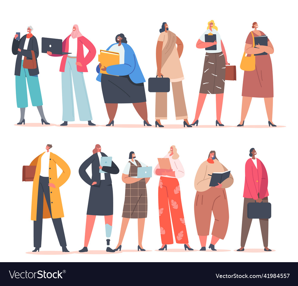 Set of diverse business women confident female Vector Image