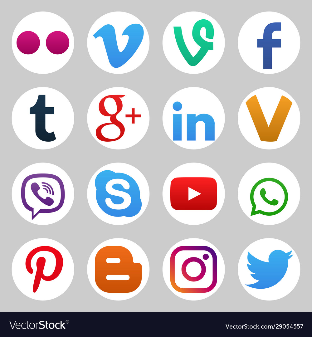 Set social media icons Royalty Free Vector Image