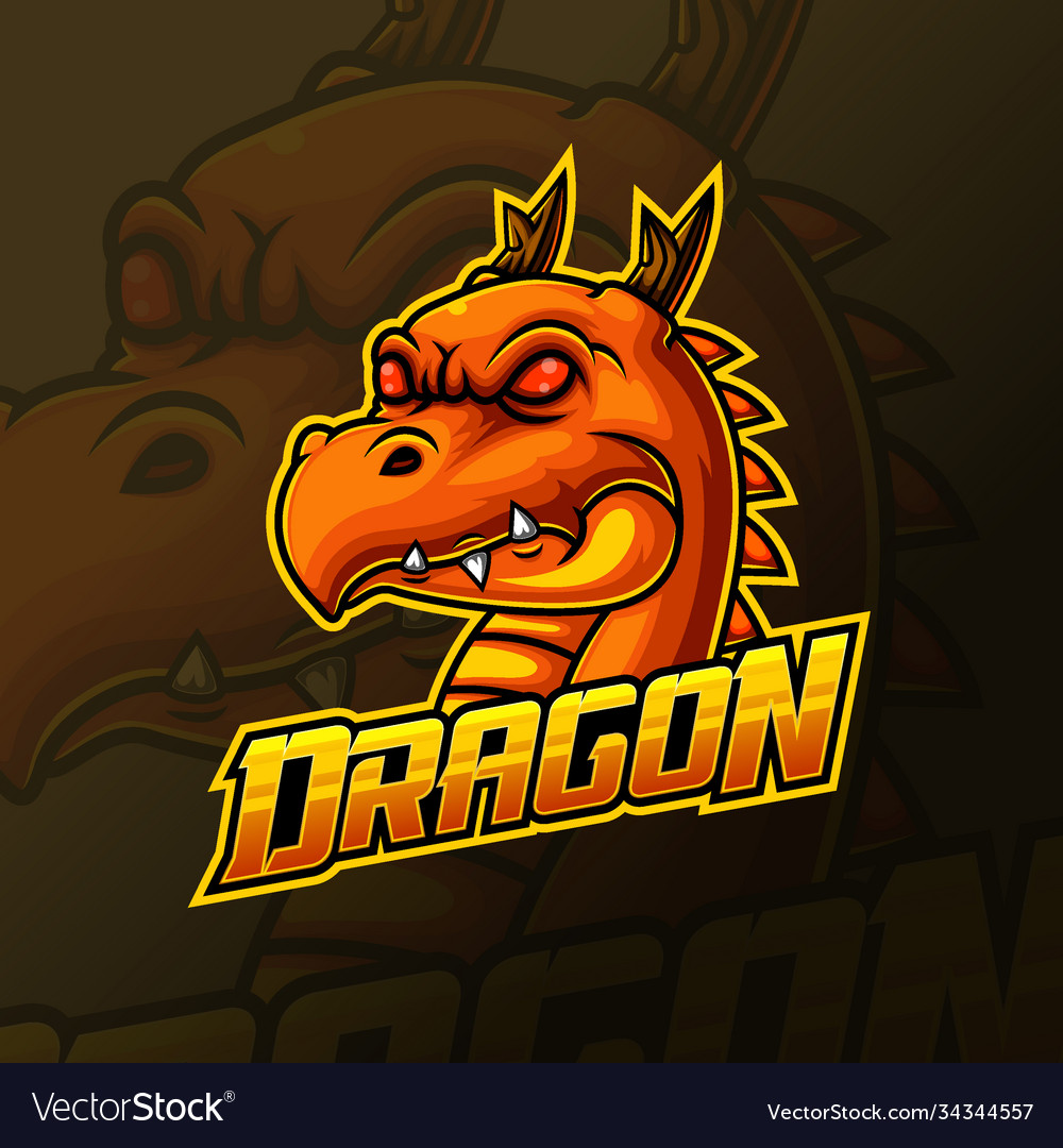 Yellow dragon head mascot e sport logo design Vector Image