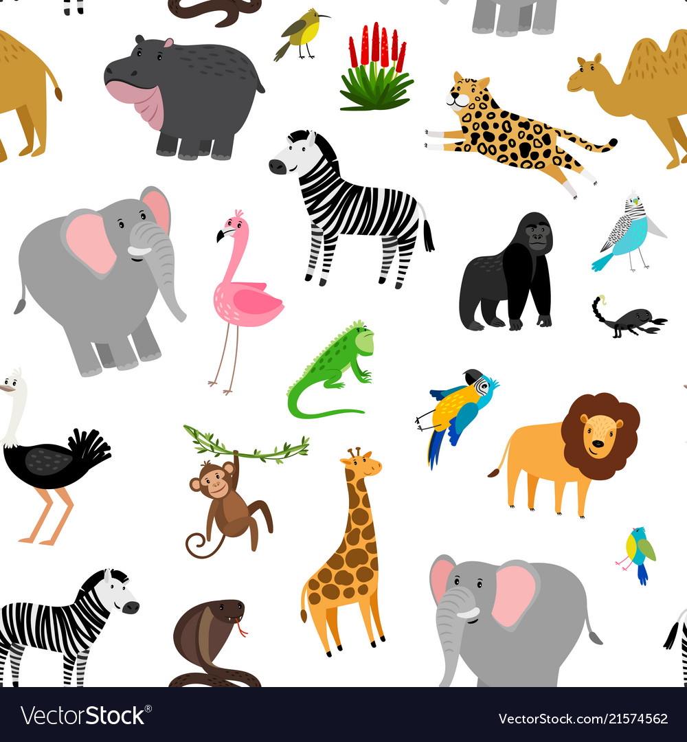 Africa Animals Pattern African Cute Drawing Vector Image   Africa Animals Pattern African Cute Drawing Vector 21574562 