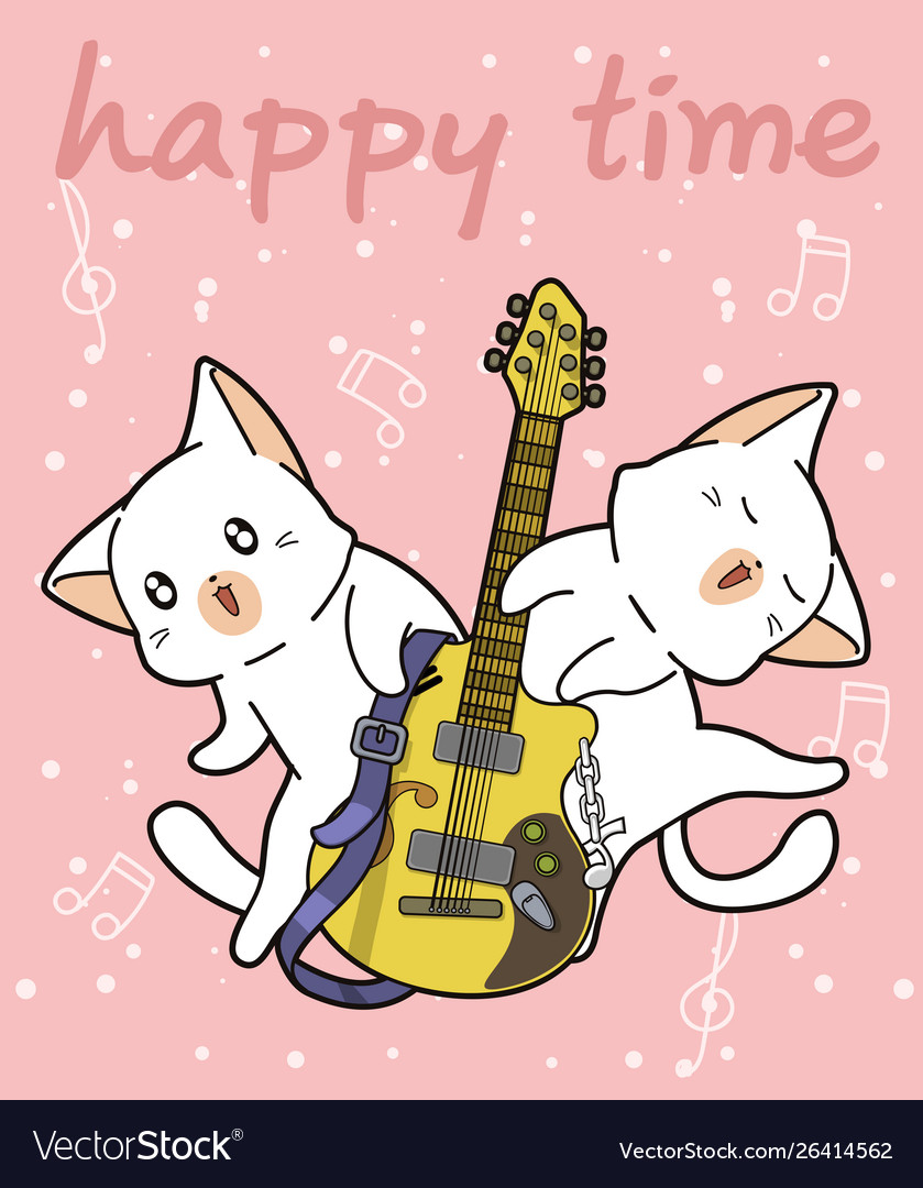 Kawaii cats and guitar