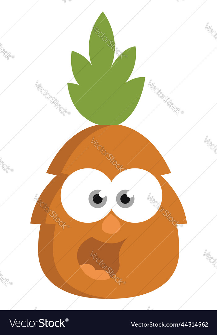 Pineapple with eyes on a white background