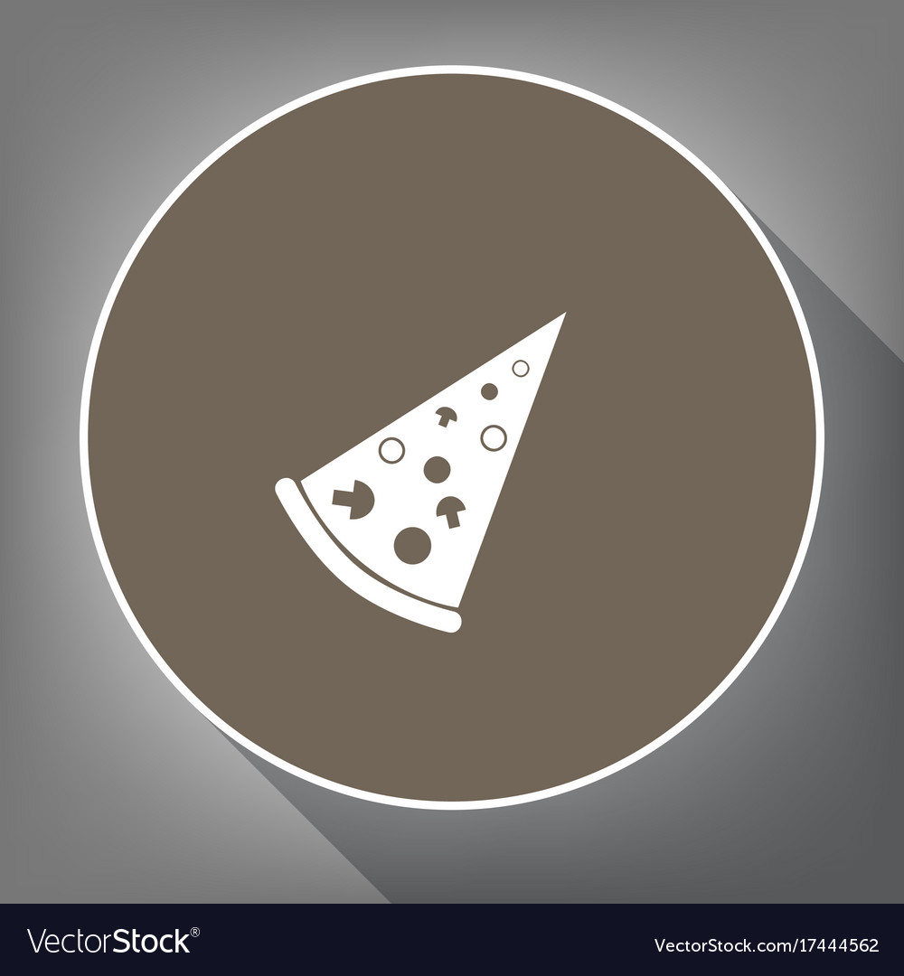 Pizza simple sign white icon on brown