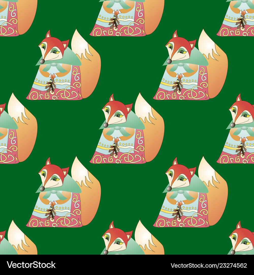Seamless pattern with fox Royalty Free Vector Image
