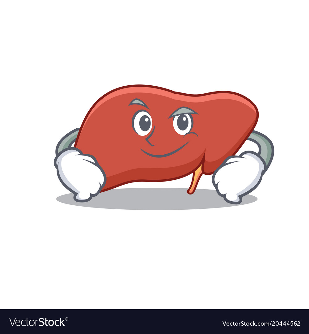 Smirking liver character cartoon style Royalty Free Vector