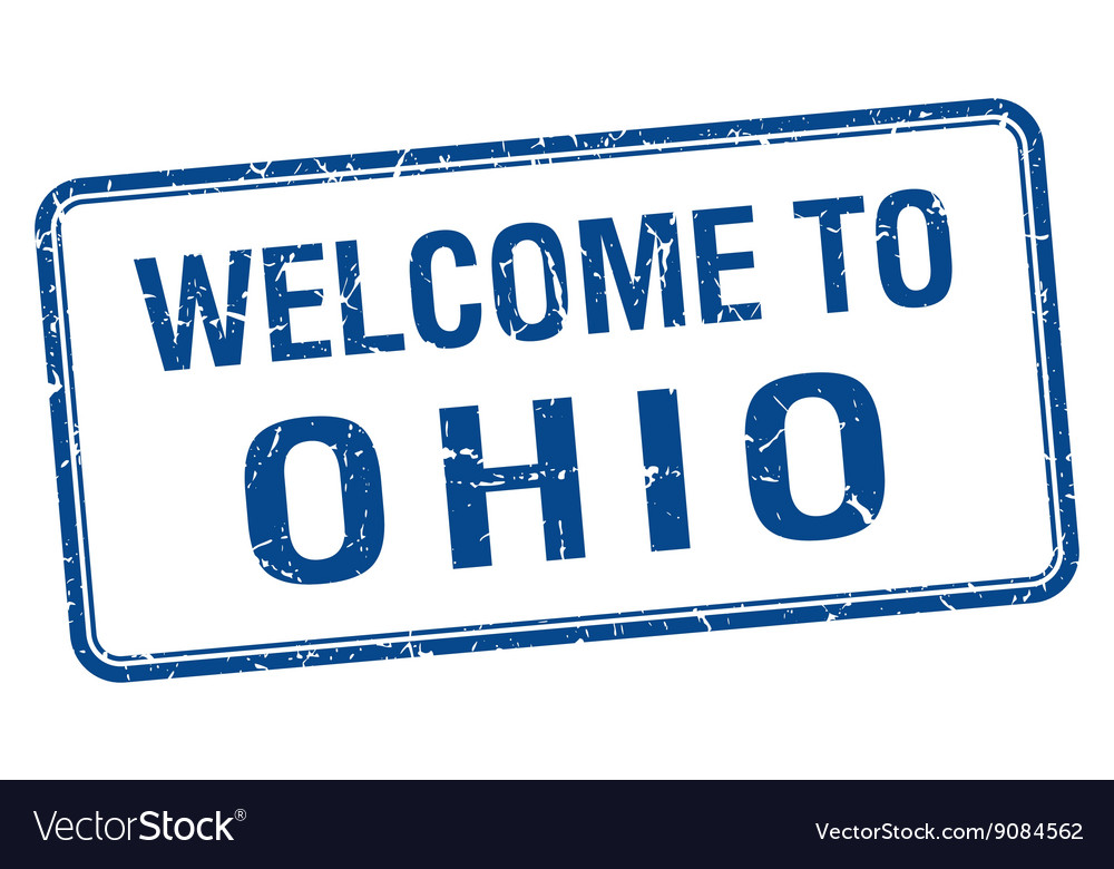 Welcome to ohio blue grunge square stamp