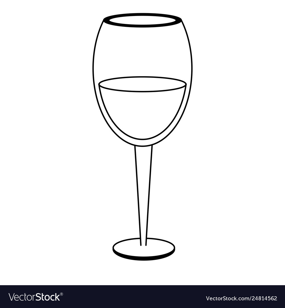 Wine cup drink isolated black and white Royalty Free Vector