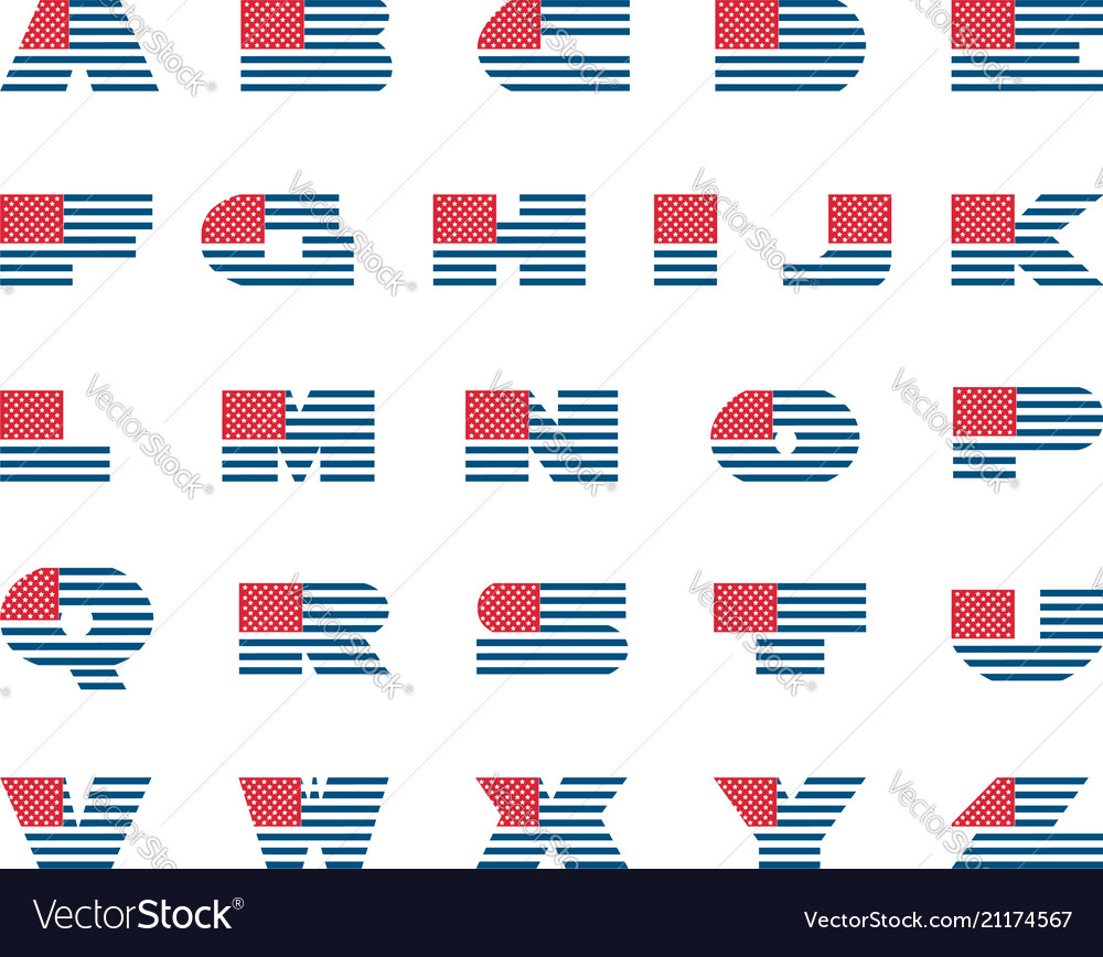 America Alphabet Usa Font Royalty Free Vector Image