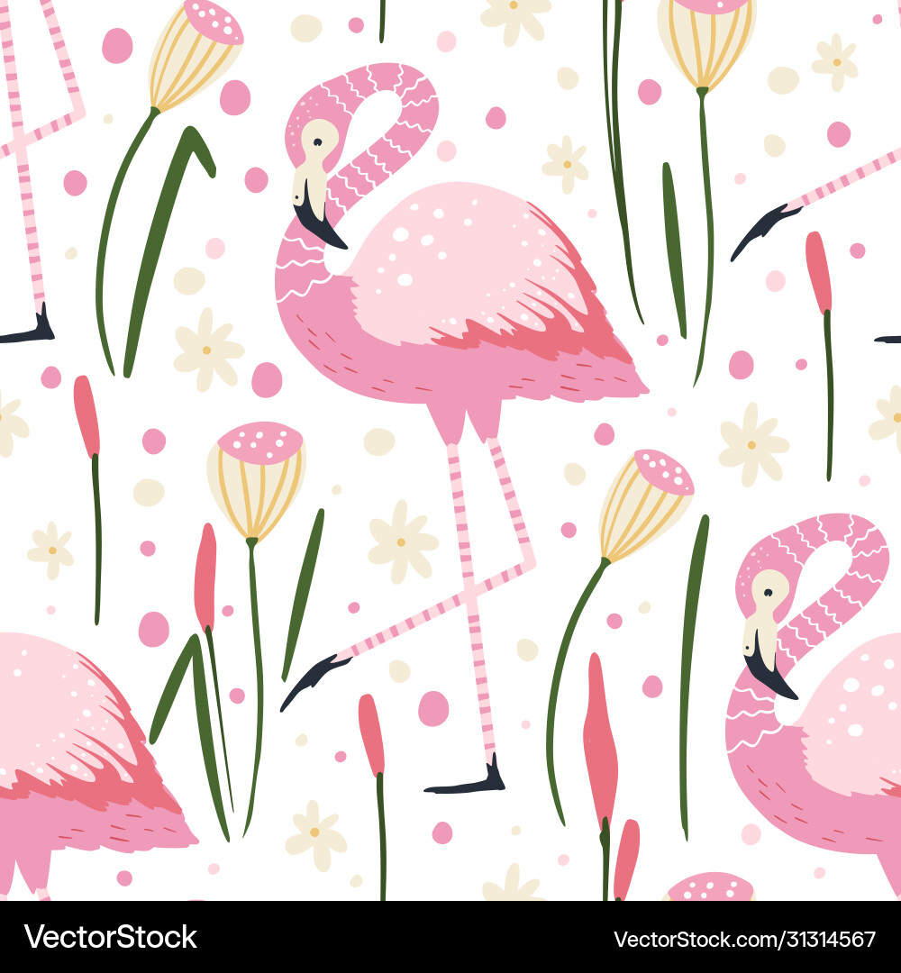 Flamingo seamless pattern Royalty Free Vector Image