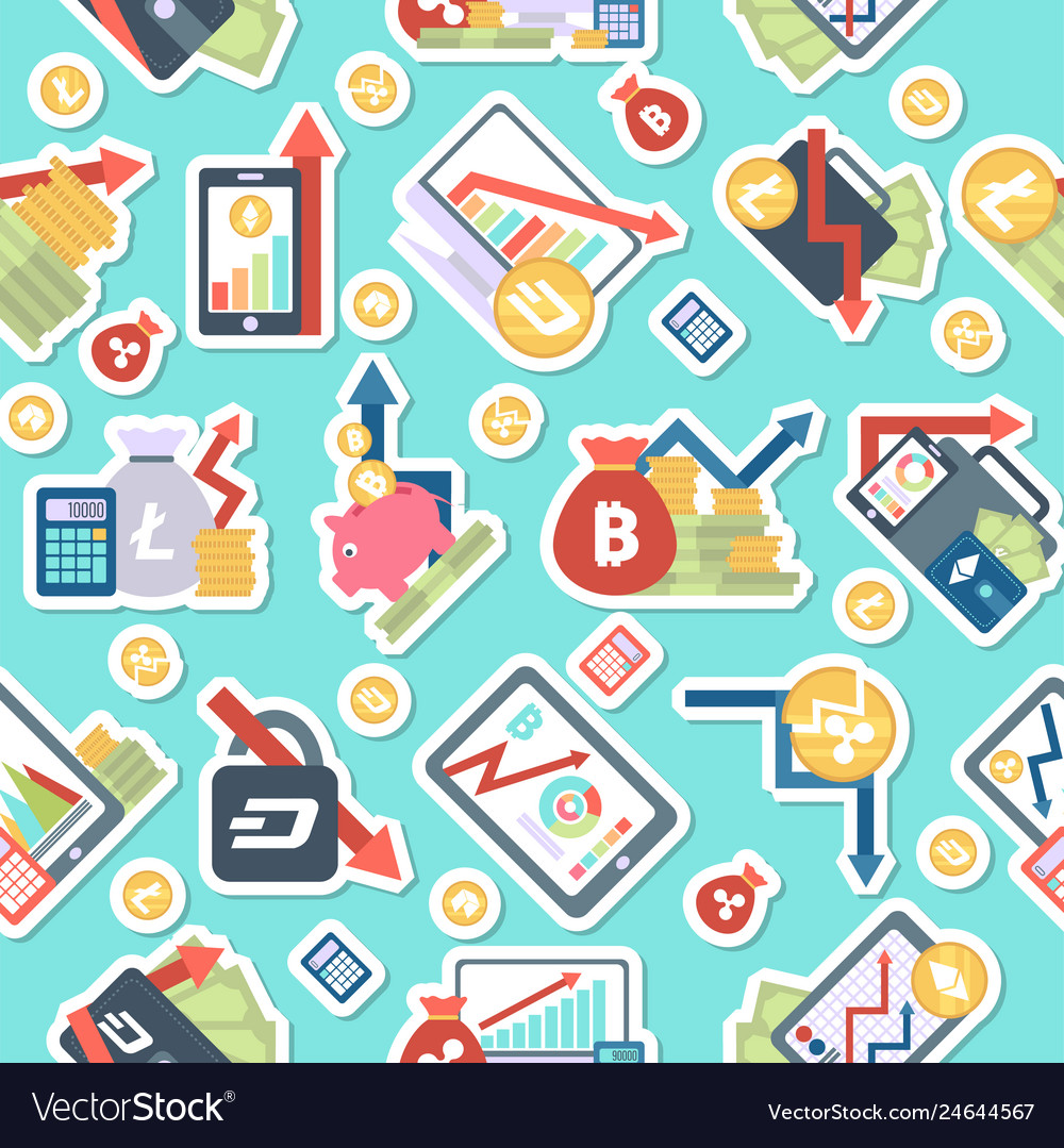 Icons pattern with ico blockchain concept vector image Icons pattern with ico blockchain concept
