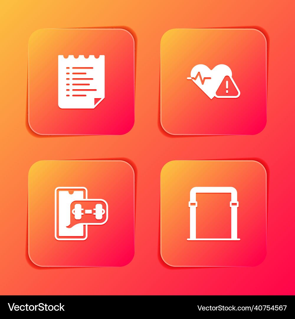 Set sport training program heart rate fitness Vector Image