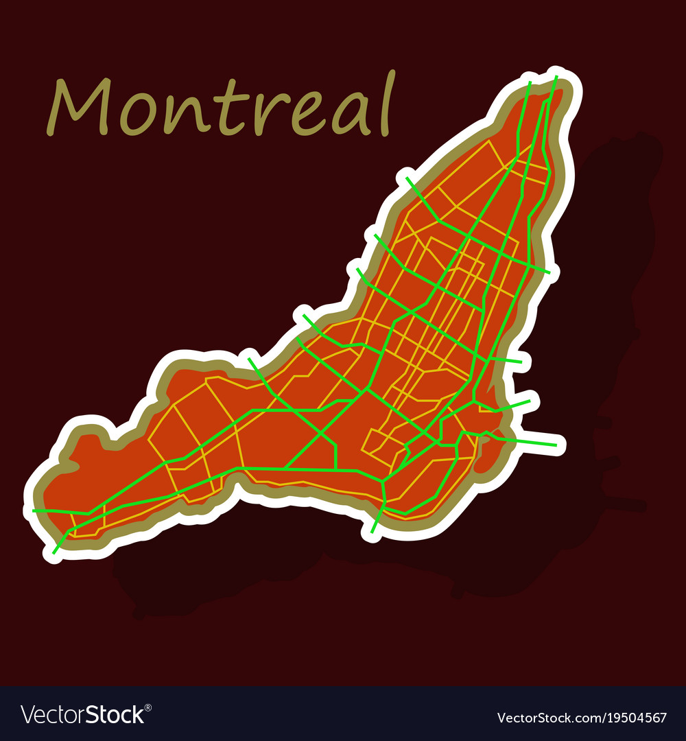 Sticker map of montreal is a city of canada with Vector Image