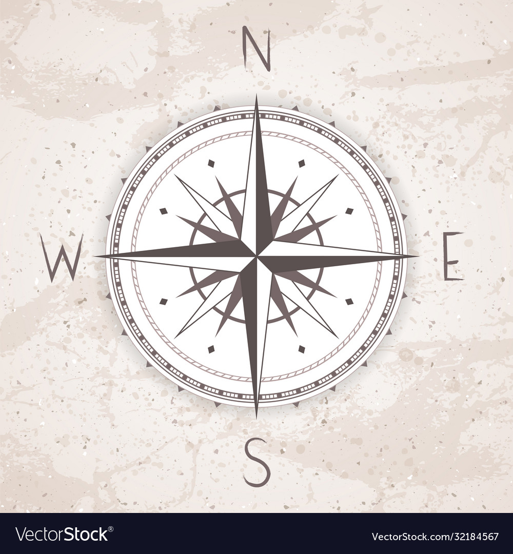 With a vintage compass or wind rose on grunge vector image With a vintage compass or wind rose on grunge